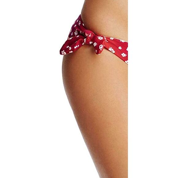 MINKPINK Womens Floral Hipster Swim Bottom Side Tie Red Large NWT - Picture 3 of 5